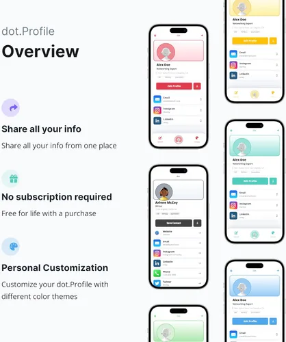 Vista 4 de dot. Tarjeta - Tarjeta de Visita Digital - Compatible con toque para iPhone y Android (Negro)