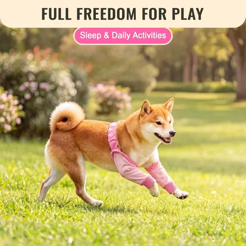 Vista 7 de Funda para patas de perro para patas delanteras, almohadillas protectoras Rosa