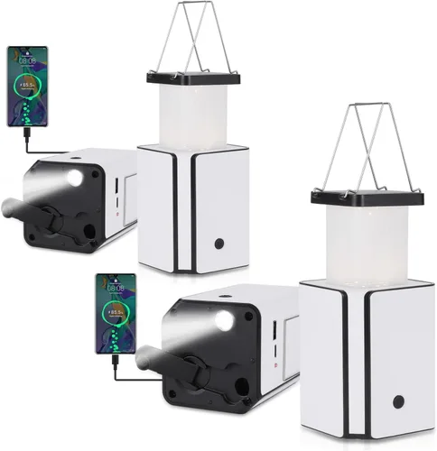 Vista 10 de Linterna solar LED recargable de emergencia, recargable solar blanca, tipo C recargable, generación de energía de manivela de luces de emergencia
