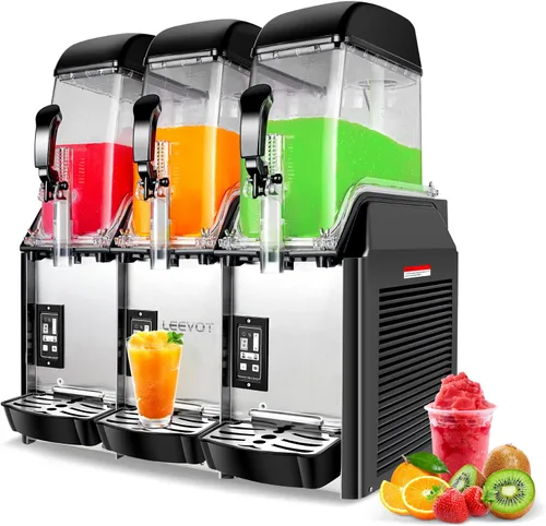 Vista 10 de LEEVOT Máquina comercial de granizado – Tanques de 12L Máquina de Margarita Máquina congelada para Restaurante Bar Fiesta – 550W Acero inoxidable