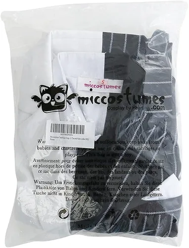 Vista 7 de miccostumes Traje de cosplay blanco y negro para hombre con corbata y cuello falso