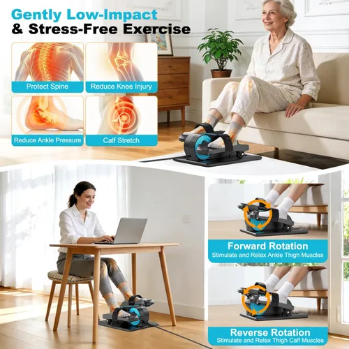 Vista 3 de TDH Under Desk Elliptical Machine Leg Exerciser Electric Quiet Portable Electric Pedal Exerciser While Sitting for Seniors Adult with 12