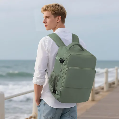 Vista 10 de Mochila de Viaje Sinaliy, Verde militar, Grande, Viajes