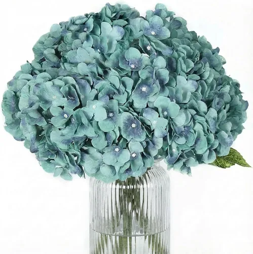 Vista 11 de 2 ramos de flores artificiales de hortensias de seda negra de 20 pulgadas
