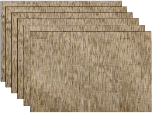 Vista 59 de SHACOS Beige Woven Placemats Set of 4 Place Mats Indoor Outdoor