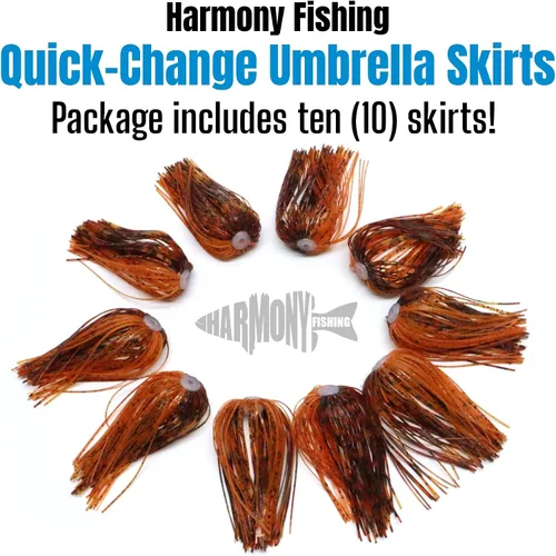 Vista 2 de Harmony Fishing – Faldas de paraguas de cambio rápido para jigs de pesca, spinnerbaits, buzzbaits, señuelos, cebos (paquete de 10)