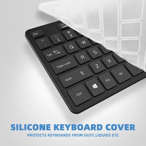 Vista 6 de Teclado con cable USB, teclas cómodas y silenciosas de chocolate, teclado de computadora ultradelgado y duradero con cable (QWERTY) para PC, Windows