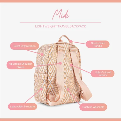 Vista 3 de JuJuJuBe Mochila de viaje ligera a media piernamochila escolar para niños o adultos con organización de bolsillo, Diamante punteado, Diamante