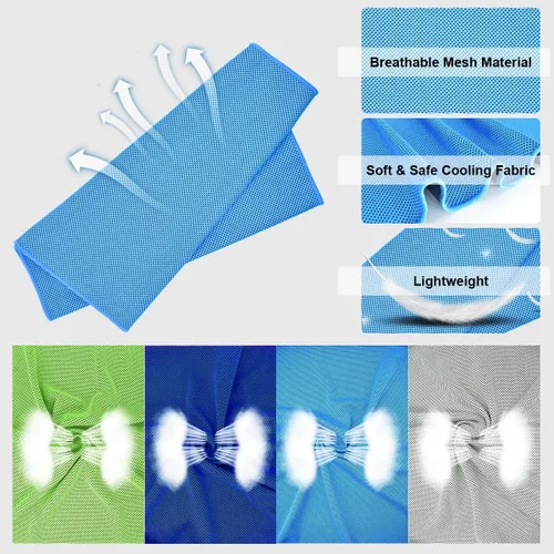 Vista 6 de Toalla de enfriamiento, paquete de 4 toallas de microfibra fría fría para la cabeza, bandana para el cuello (40 x 12 pulgadas) para atletas