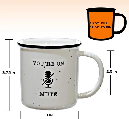 Vista 3 de MAINEVENT Taza de café de cerámica con texto en inglés "You're On Mute", taza de café de 11 onzas, tazas de café de granja, ideas de regalo, taza