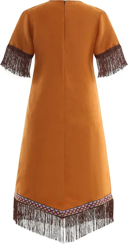 Vista 4 de Disfraz de nativo americano para niñas, traje de vestido indio marrón para niñas