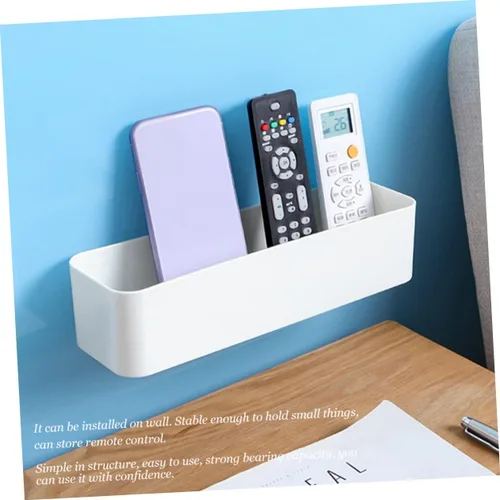Vista 9 de Uonlytech 2 cajas de almacenamiento autoadhesivas de pared con control remoto y soporte para bolígrafo, para organización del hogar, no requiere