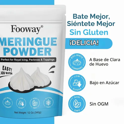 Vista 3 de Fooway Polvo de merengue premium de 12 onzas, base de clara de huevo con alto contenido de proteínas para glaseado real estable y decoración
