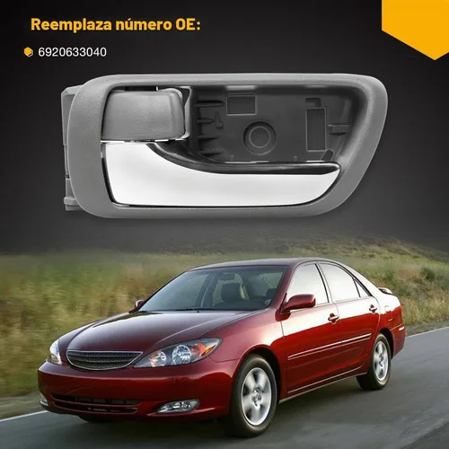 Vista 7 de Gledewen Manija de puerta interior delantera trasera izquierda lado del conductor con botón de bloqueo de puerta palanca cromada, compatible