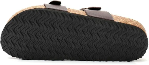 Vista 6 de Women's Cork Footbed Sandals - Cow Suede Slide Sandals for Women Toe Loop with Adjustable Strap Buckle Open Toe Beach Sandals