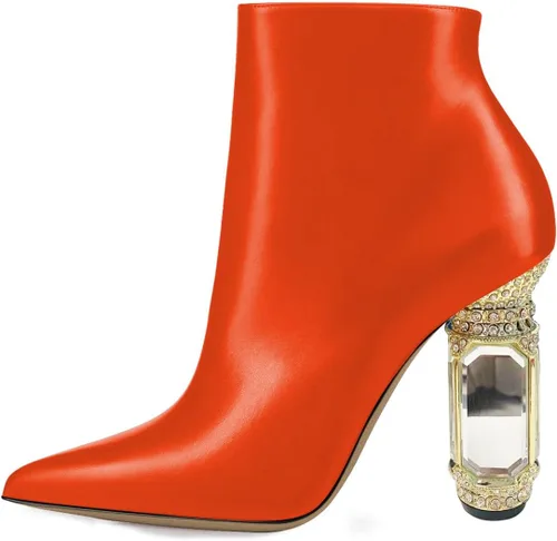 Vista 14 de FSJ Botas de tacón alto con punta puntiaguda para mujer, con tacón alto, con cremallera lateral brillante, estilo casual, para uso diario, zapatos
