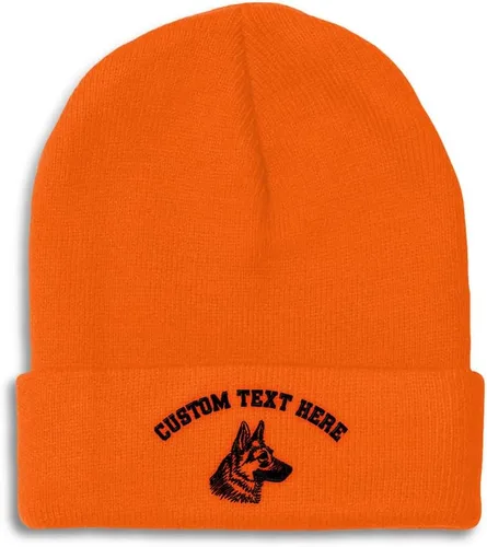 Vista 23 de Gorros personalizados para hombre, sombreros de invierno bordados de cabeza de pastor alemán negro para mujer, gorra de cráneo de acrílico, 1