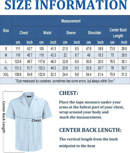 Vista 7 de COOFANDYMen'sCubanGuayaberaShirtsShortSleeveButtonDownShirtsSummerBeachShirts