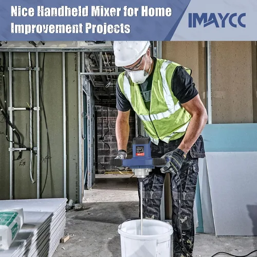 Vista 2 de IMAYCC Mezclador de cemento de mano, mezclador de concreto portátil, taladro de mezcla de 6 velocidades de 110V, mezclador de taladro de 2100W