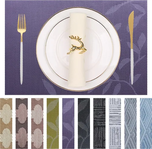 Vista 34 de Manteles individuales de vinilo resistentes al calor, lavables, fáciles de limpiar, manteles individuales de plástico para cocina, mesa de comedor