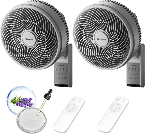 Vista 11 de PELONIS 12 inch Indoor Oscillating Wall Mount Fan with Remote, White Blanco