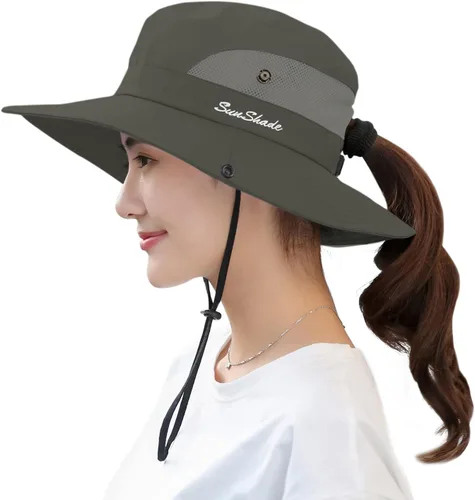 Vista 13 de Muryobao - Gorro de pesca para mujer, protección UV, plegable, con borde ancho