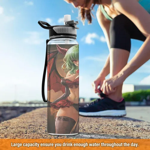 Vista 6 de Sexy Anime Girl Little Devil - Botella de agua ligera aislada deportiva con popote que mantiene el calor y el frío, para viajes y deportes, termo