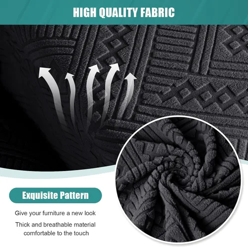 Vista 2 de Fundas de sofá modular de gran tamaño en forma de L para sofá reclinable de 5 asientos, fundas seccionales lavables y suaves extra grandes con Negro