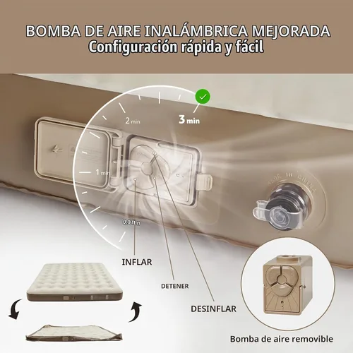 Vista 7 de Naturehike Colchón de aire tamaño California King con bomba recargable USB integrada, 992 libras de soporte máximo colchones inflables, colchón