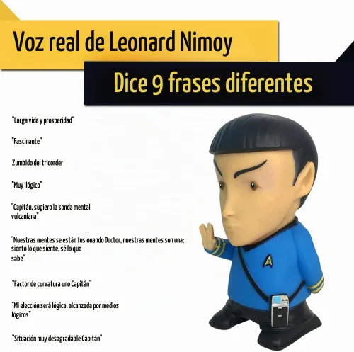 Vista 3 de Star Trek Mr. Spock - Altavoz Bluetooth de 6 pulgadas con 9 citas Spock