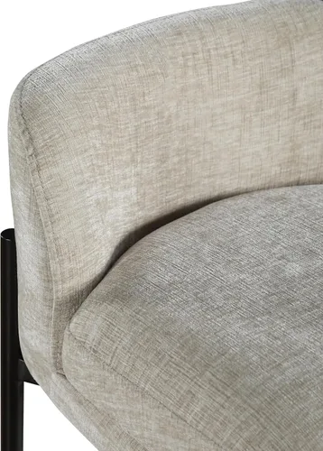 Vista 9 de Meridian Furniture 429Beige-C Burton Collection Modern Taburete contemporáneo con tela de felpilla beige suave, marco de metal negro mate, 17.5