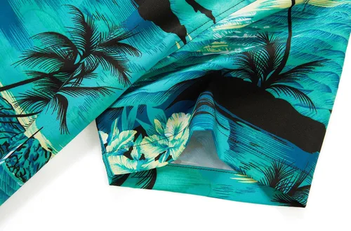 Vista 6 de EUOW - Camisa hawaiana estampada de manga corta para hombre, con botones, de verano, para playa