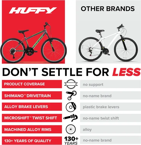 Vista 5 de Huffy Bicicleta de montaña Stone para hombres y mujeres, 20"/24"/26", 6 velocidades (20") o 21 velocidades, suspensión delantera o doble (varía)
