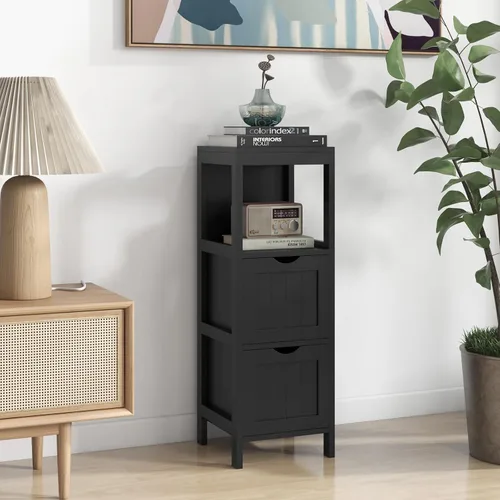 Vista 5 de Giantex Organizador de baño y armario de almacenamiento, soporte organizador de almacenamiento con 2 cajones extraíbles, dispositivo anti-caída