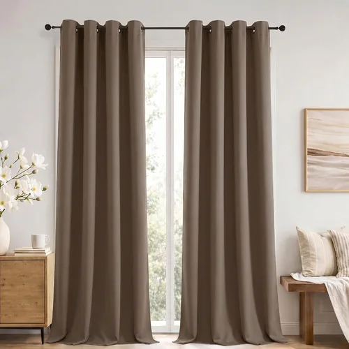 Vista 55 de Simplebrand Cortinas blancas puras de 96 pulgadas de largo para oscurecer la habitación, juego de 2 paneles para dormitorio/sala de estar, bloqueo