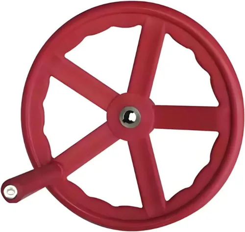 Vista 5 de 1 Uds. M10 roscado mango giratorio roscado rojo mango de mano manivela rueda de mano con tuercas para reparación de muebles, tornos, accesorios
