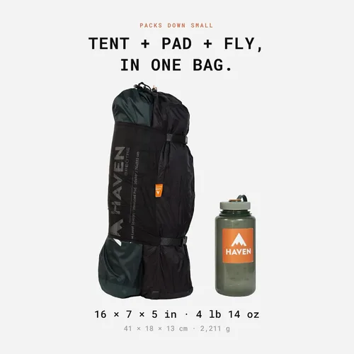 Vista 7 de Haven Tents Hamaca Tienda Plana - Hamaca Impermeable para Acampar con Mosquitera, Almohadilla Aislante y Toldo Impermeable - Haven Tent, Haven XL