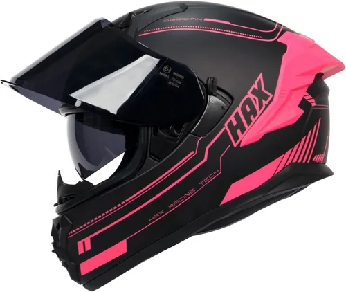 Vista 3 de HAX Obsidian Pro Full Face Dual Visor Adult Motorcycle Helmet for Motorbike Street Bike with Pinlock Ready DOT Approved