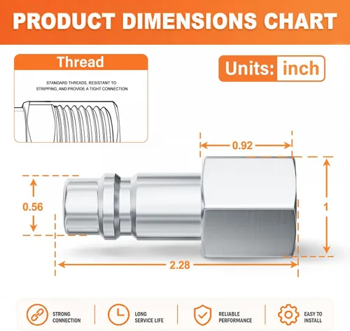 Vista 6 de GASHER 10PCS 1/2" FNPT x 1/2" Flow Industrial Air Plug