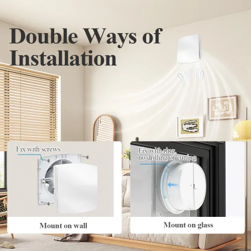 Vista 6 de WiseWater Extractor de baño, 110 V CA 56 CFM, 34 dB, conducto de 4 pulgadas, ventilador extractor de panel de 6 pulgadas, ventilador de ventilación