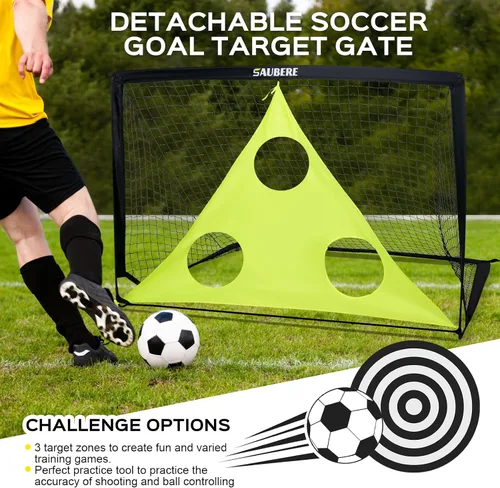 Vista 6 de 6x4 ft Kids Soccer Goals for Backyard Set of 2- Portable Pop Up Soccer Net for Backyard for Kids Toddler Youth, Soccer Training Equipment+ Soccer