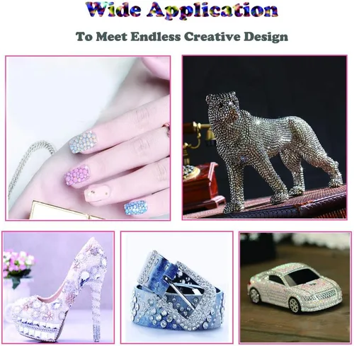 Vista 2 de DAODER Paquete de 4 diamantes de imitación de ópalo brillantes para uñas 3D, diamantes de imitación de cristal y dijes, decoración de uñas, gemas