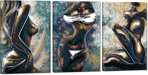 Vista 31 de Novatique 3 piezas de arte de pared sexy en blanco y negro para parejas desnudas, decoración de pared abstracta de amor para mujeres y hombres, arte