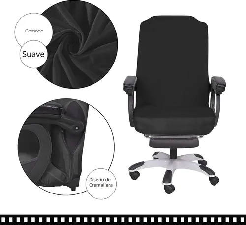 Vista 4 de SARAFLORA - Funda para silla de oficina - Grande, color negro - Funda extraíble para computadora con cremallera, universal, giratoria