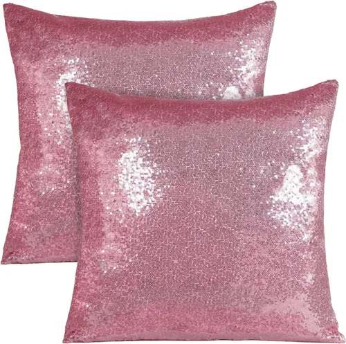 Vista 15 de Poise3EHome - Juego de 2 fundas de almohada de lentejuelas rojas, 18 x 18 Rojo