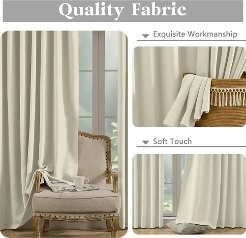 Vista 2 de Simplebrand Cortinas naturales extra largas para oscurecer la habitación del patio, 120 pulgadas de largo, 2 paneles para sala de estar, privacidad