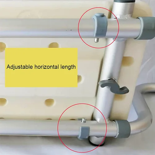Vista 4 de Banco de baño, taburete de ducha resistente de aluminio de longitud ajustable, asiento de baño adecuado para bañeras con un ancho de apertura de 23