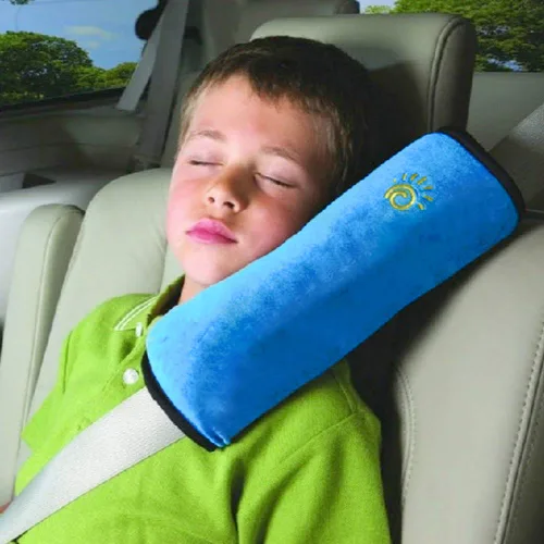 Vista 3 de 2 almohadas azules para cinturón de seguridad para niños, almohada para cinturón de seguridad de bebé, protector de almohada de asiento de automóvil