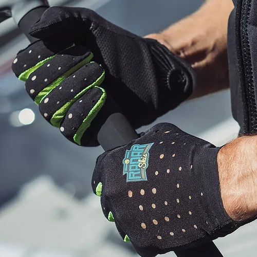 Vista 6 de Radar Men's Range Water Sports Gloves - Amara Grip Palm, Perforated Nylon Backhand, Thumb Bumper Protection, Lightweight Stretch Fit Design