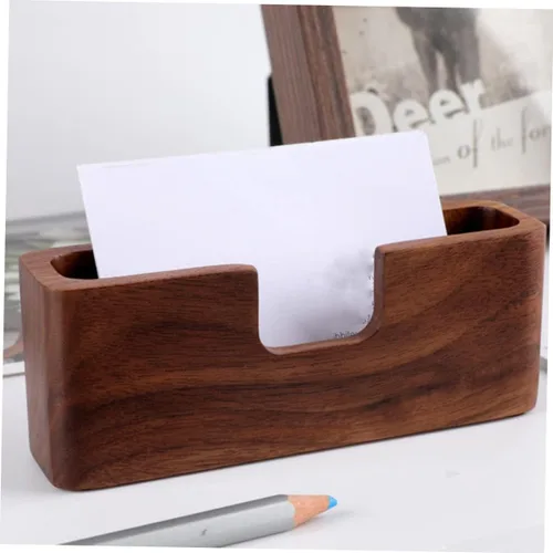 Vista 7 de EXCEART 1pc Estuche de madera para tarjetas de visita Soporte de tarjetas de madera Titular de tarjetas de nombre de madera Soporte para tarjetas